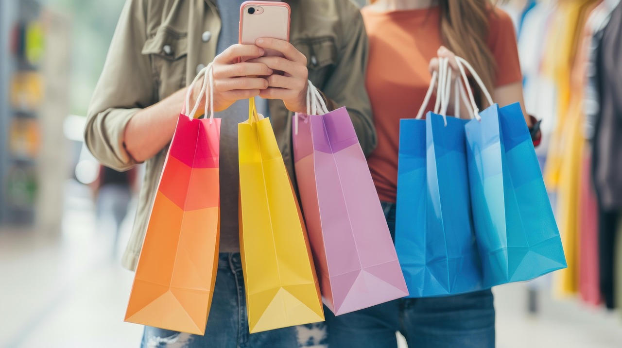 shopping bags in a person's hands