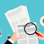 cartoon of a person verifying documents