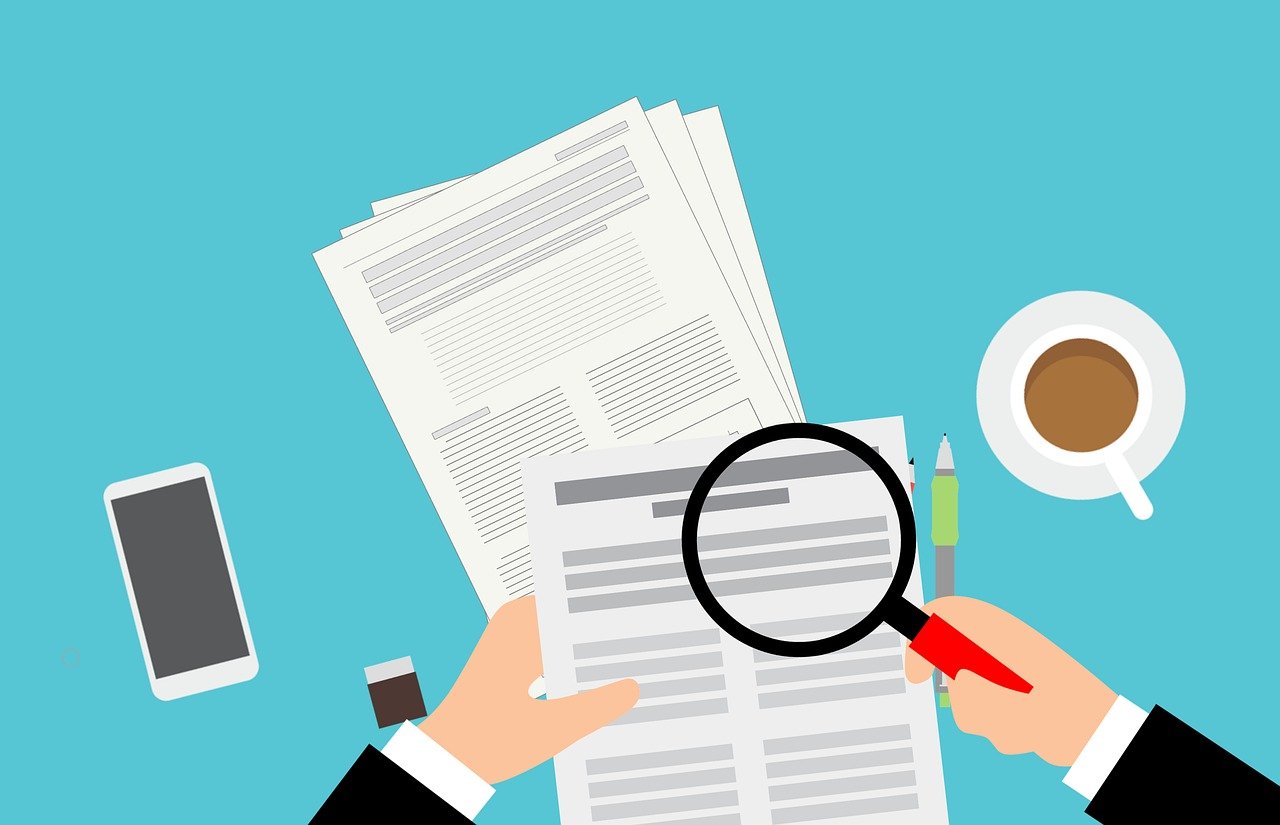 cartoon of a person verifying documents