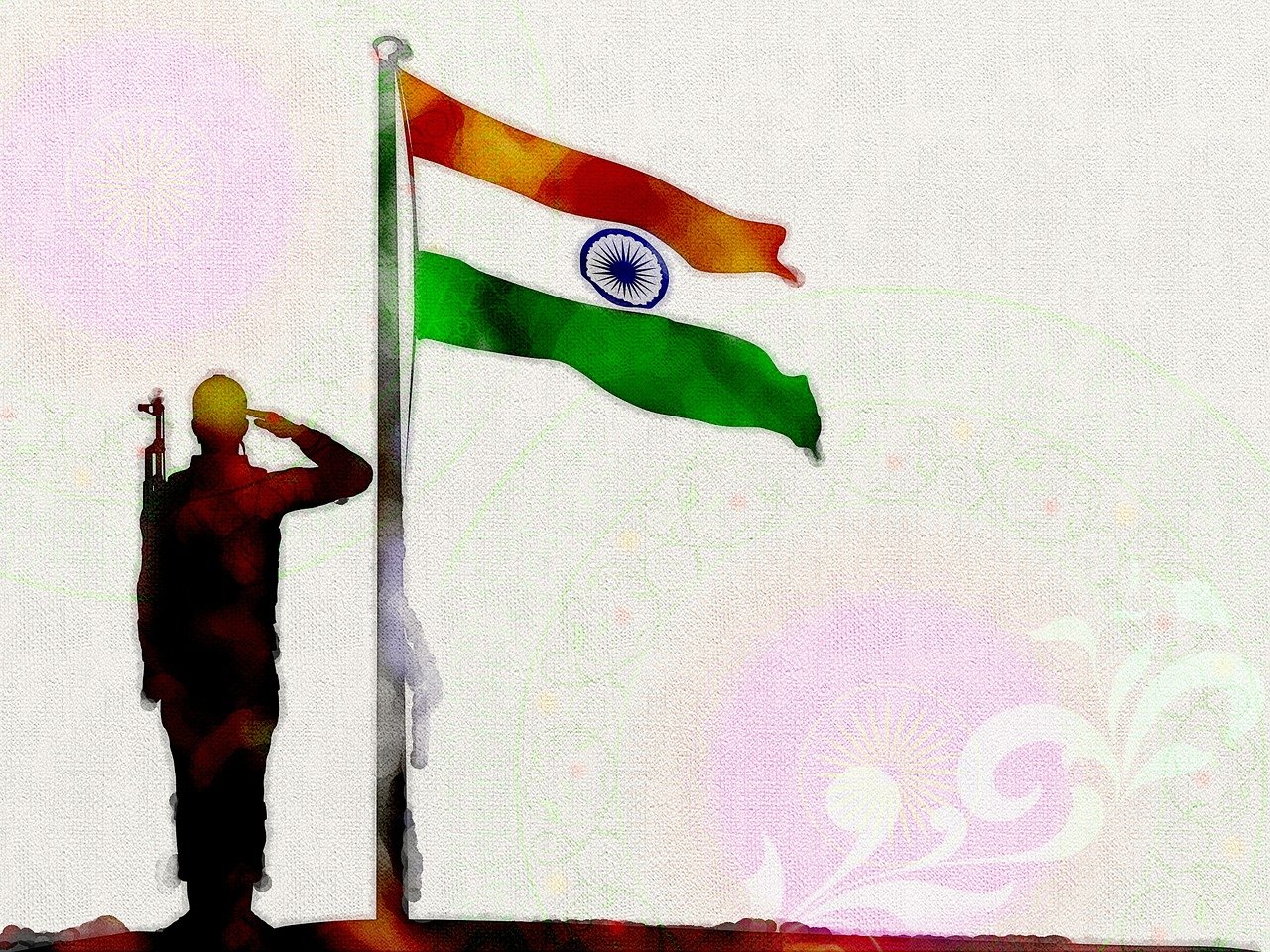 a person is saluting flag
