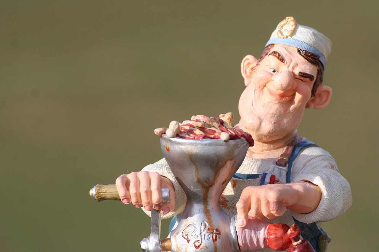 a man is butchering meat in a machine