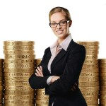 lady with coins in background