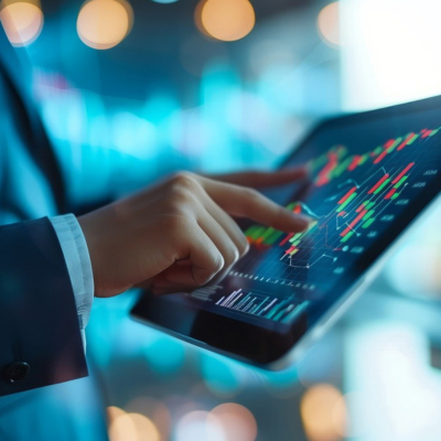 a person is doing work on tablet