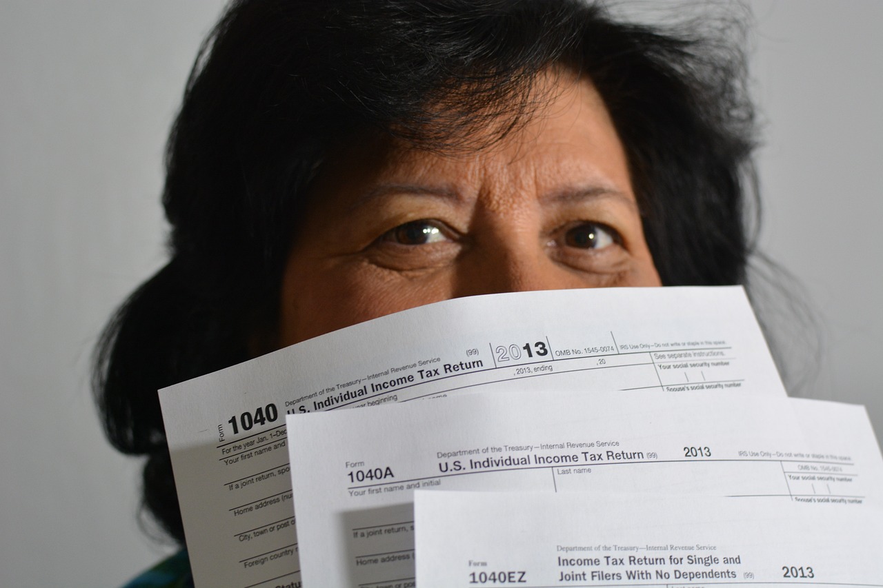woman with tax dforms