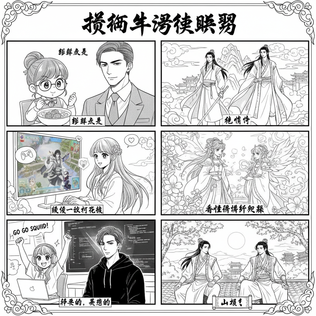 A collage of microdramas in manga cartoon style